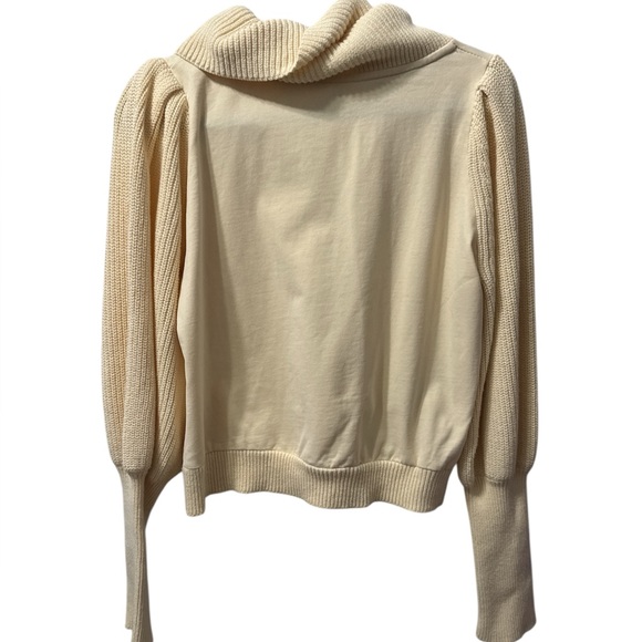 Anthropologie Dolan Left Coast Mixed Media Cowl Neck Cream Sweater M - Picture 7 of 9